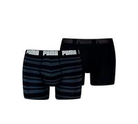 Boxershorts PUMA "PUMA MEN EVERYDAY PLACED LOGO BOXERS 2P", Damen, Gr. L, schwarz (schwarz, gestreift, schwarz, uni), Jersey, Obermaterial: 95% Baumwolle, 5% Elasthan, unifarben, normal, Unterhosen, m