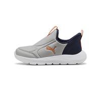 Sneaker PUMA "Fun Racer 2 SLIPTECH™ Sneakers Kinder", Damen, Gr. 35, gray echo vermillion navy orange blau, Obermaterial: Textil, Synthetik; Futter: Textil; Innensohle: Textil; Laufsohle: Synthetik, S