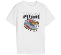 T-Shirt PUMA "GRAPHIC SNEAKER TEE B", Kinder, Gr. 152, weiß (puma weiß), Jersey, Obermaterial: 100% Baumwolle, bedruckt, sportlich, regular fit normal, Rundhals, Kurzarm, Shirts (28856265-152) puma we