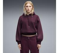 Kapuzensweatshirt PUMA "HER RELAXED HOODIE FL", Damen, Gr. M, ruby noir, Fleece, Obermaterial: 68% Baumwolle, 32% Polyester, unifarben, relaxed fit normal, angesetztes Bündchen, Sweatshirts, mit Kängu