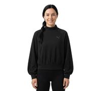 Sweatshirt PUMA "HER Relaxed Crew Sweatshirt mit Stehkragen Damen", Damen, Gr. S, schwarz, Obermaterial: 32% Polyester, 68% Baumwolle. Rippe: 97% Baumwolle, 3% Elasthan. Seitenpartie: 62% Polyester, 4