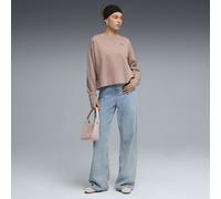 Sweatshirt PUMA "HER Relaxed Sweatshirt Damen", Damen, Gr. M, beige (sandstone beige), Obermaterial: 32% Polyester, 68% Baumwolle. Rippe: 97% Baumwolle, 3% Elasthan, relaxed fit, Rundhals, Sweatshirts