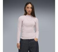 PUMA HER Slim Geripptes Langarmshirt Damen, Kleidung, Rosa, L