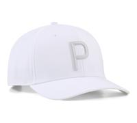 Flex Cap PUMA "Heritage P Tech Golf Cap Herren", Herren, Gr. Erwachsener, weiß glow platino gray, Obermaterial: 98% Polyester, 2% Elasthan; Futter Vorderteil: 100% Baumwolle; Unter Schirm: 98% Polyest