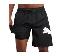 Puma Herren-Badeanzug, schnell trocknend, mit Netz-Kompressionsfutter, 20,3 cm Schrittlänge (Größe S-XL), Schwarze Katze, Large