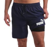 PUMA Herren-Badeanzug, schnell trocknend, mit Netz-Kompressionsfutter, 20,3 cm Schrittlänge (Größe S-XL), Marineblau, L