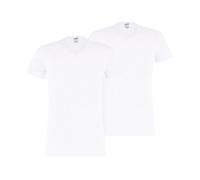 Puma Herren T-Shirt, 2er Pack - Basic V-Neck, V-Ausschnitt, Kurzarm, uni, weiß, M Weiß