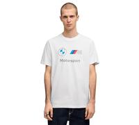 T-Shirt PUMA "BMW MMS ESS LOGO TEE", Herren, Gr. L, weiß (puma weiß), Jersey, Obermaterial: 100% Baumwolle, unifarben, regular fit normal, Rundhals, Shirts T-Shirt, Kurzarm, mit Rundhalsausschnitt, mo