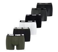 PUMA Herren Boxer Shorts, 6er Pack - Basic Boxer, Cotton Stretch, Everyday Grün/Schwarz/WeißGrau XL