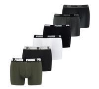 PUMA Herren Boxer Shorts, 6er Pack - Basic Boxer, Cotton Stretch, Everyday Grün/Schwarz/WeißGrau XL