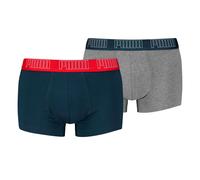 Puma Boxershorts Everyday Trunks, 2er-Pack, Baumwoll-Stretch, Marineblau/Grau Melange, XL