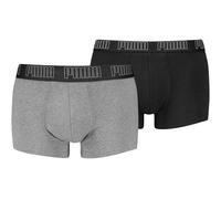 Trunk PUMA "PUMA MEN EVERYDAY BASIC TRUNKS 2P", Herren, Gr. L, grau (grau melange, schwarz), Jersey, Obermaterial: 95% Baumwolle, 5% Elasthan, Unterhosen (87970261-L) grau melange, schwarz