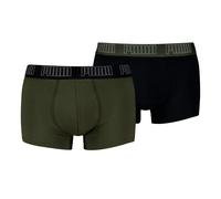 PUMA Herren Boxershorts, 2er Pack - Everyday Trunks 2P, Cotton Stretch, einfarbig Schwarz/Grün XL