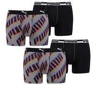 PUMA Herren Boxershorts, 4 Stück, Pants, Shorts, modern, Schriftzug Print (5 / (M), Herstellerfarbe: Navy/red)
