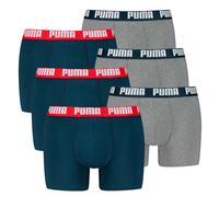PUMA Herren Boxershorts, 6er Pack - Everyday Basic Boxers 6P, Cotton Stretch, einfarbig Blau/Grau XXL