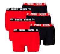 PUMA Herren Boxershorts, 6er Pack - Everyday Basic Boxers 6P, Cotton Stretch, einfarbig Schwarz/Rot / XXL XXL Mehrfarbig