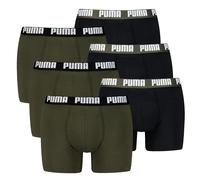 PUMA Herren Boxershorts, 6er Pack - Everyday Basic Boxers 6P, Cotton Stretch, einfarbig Schwarz/Grün XXL