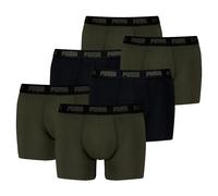 PUMA Herren Boxershorts, 6er Pack - Everyday Boxers 6P, Cotton Stretch, einfarbig Schwarz/Grün XXL