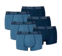 PUMA Herren Boxershorts, 6er Pack - Everyday Trunks 6P, Cotton Stretch, einfarbig L Blau Denim
