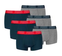 PUMA Herren Boxershorts, 6er Pack - Everyday Trunks 6P, Cotton Stretch, einfarbig M Blau/Grau