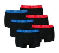 PUMA Herren Boxershorts, 6er Pack - Everyday Trunks 6P, Cotton Stretch, einfarbig Schwarz/Blau/Rot M