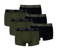 PUMA Herren Boxershorts, 6er Pack - Everyday Trunks 6P, Cotton Stretch, einfarbig Schwarz/Grün XL