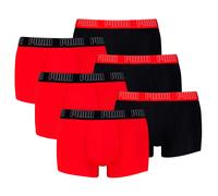 PUMA Herren Boxershorts, 6er Pack - Everyday Trunks 6P, Cotton Stretch, einfarbig L Schwarz/Rot