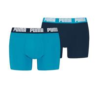 Boxershorts PUMA "PUMA MEN EVERYDAY BASIC BOXERS 2P", Herren, Gr. XXL, blau (aquablau, navy), Jersey, Obermaterial: 95% Baumwolle, 5% Elasthan, unifarben, körpernah, Unterhosen, mit Puma Webbund (5340