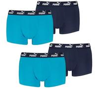 Puma Herren Boxershorts Trunks Basic Elements aus Baumwolle mit Elasthan, 4er Pack, Größe L in Blau Mix