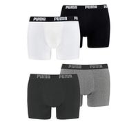 PUMA Herren Boxershorts Unterhosen 4er Pack, Wäschegröße:XL, Artikel:-691 Dark Grey Melange/Black + 301 White/Black