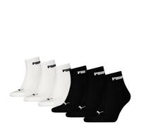 Kurzsocken PUMA "PUMA UNISEX CUSH NEXT QUARTER 6P ECOM", Damen, Gr. 43-46, schwarz-weiß (schwarz, weiß), Materialmix, unifarben, Socken, mit feuchtigkeitstransportierender Technologie (72927248-43) sc