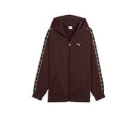 Kapuzensweatshirt PUMA "ESS ELEVATED TAPE RELAXED FULL-ZIP HOODIE FL", Herren, Gr. M, braun (chocolate fondue), Fleece, Obermaterial: 66% Baumwolle, 34% Polyester, bedruckt, relaxed fit normal, angese