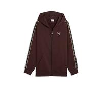 Kapuzensweatshirt PUMA "ESS ELEVATED TAPE RELAXED FULL-ZIP HOODIE FL", Herren, Gr. XL, braun (chocolate fondue), Fleece, Obermaterial: 66% Baumwolle, 34% Polyester, bedruckt, relaxed fit normal, anges