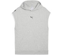 Kapuzensweatshirt PUMA "M GRAPHIC FRENCH TERRY SLEEVELESS HOODIE", Herren, Gr. L, grau (light gray heather), Sweatware, Obermaterial: 70% Baumwolle, 30% Polyester, regular fit normal, Rundhals, Sweats