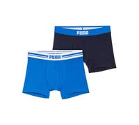 Boxershorts PUMA "PUMA MEN EVERYDAY PLACED LOGO BOXERS 2P", Damen, Gr. XL, blau (blau, navy), Jersey, Obermaterial: 95% Baumwolle, 5% Elasthan, bedruckt, unifarben, normal, Unterhosen, mit Logo Webbun