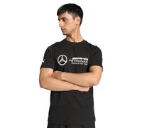 PUMA Herren T-Shirt - MAPF1 Mercedes Essential Logo Tee, Rundhals, Baumwolle, einfarbig Schwarz XL