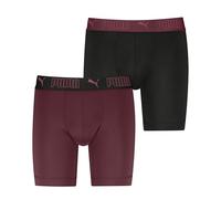 Boxershorts PUMA "PUMA MEN SPORT MICROFIBER LONG BOXERS 2P", Herren, Gr. M, rot (burgundy), Obermaterial: 88% Polyester, 12% Elasthan, normal, Unterhosen, mit Logo-Bund (12610124-M) burgundy
