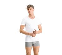 Puma Herren T-Shirt, 2er Pack - Basic V-Neck, V-Ausschnitt, Kurzarm, uni, weiß, L Weiß