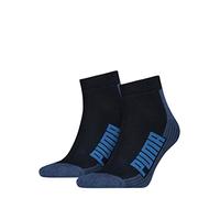 PUMA Herren Socken PUMA CUSHIONED QUARTER 2P, navy/grey/strong blue, 39-42, 161041001