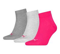 PUMA Herren Socken UNISEX QUARTER PLAIN 3P (701230337) 35-38 MIDDLE GREY MELANGE / PINK