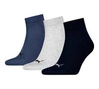 PUMA Unisex Sportsocken Kurzsocken Quarter Socken 3 Paar, Farbe:Mehrfarbig, Größe:43-46, Artikel:-532 navy/grey/nightshadow blue