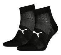 Damen und Herren Unisex Socken Sport Light Quarter von Puma in Schwarz, Feuchtigkeitsregulierend. schwarz Gr. 35/38