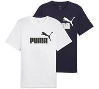 PUMA Herren T-Shirt 2er Pack - ESS No.1 Logo Tee, Rundhals, Kurzarm, uni M Weiß/Dunkelblau