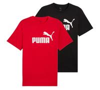 PUMA Herren T-Shirt 2er Pack - ESS No.1 Logo Tee, Rundhals, Kurzarm, uni S Schwarz/Rot