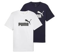 PUMA Herren T-Shirt 2er Pack - ESS No.1 Logo Tee, Rundhals, Kurzarm, uni M Weiß/Dunkelblau
