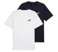 PUMA Herren T-Shirt 2er Pack - ESS Small No. 1 Logo Tee , Rundhals, Kurzarm, uni Weiß/Dunkelblau / 4XL 4XL Mehrfarbig