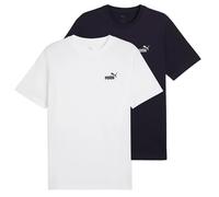 PUMA Herren T-Shirt 2er Pack - ESS Small No. 1 Logo Tee , Rundhals, Kurzarm, uni Weiß/Dunkelblau M