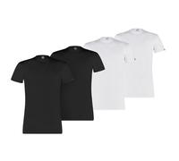 PUMA Herren T-Shirt, 4er Pack - Basic Crew Tee, Rundhals, Kurzarm, uni Schwarz/Weiß M
