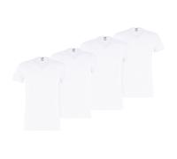 PUMA Herren T-Shirt, 4er Pack - Basic V-Neck, V-Ausschnitt, Kurzarm, uni Weiß L