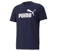 PUMA Herren T-Shirt - ESS Logo Tee, Rundhals, Baumwolle, uni Blau/Weiß / S S Blau